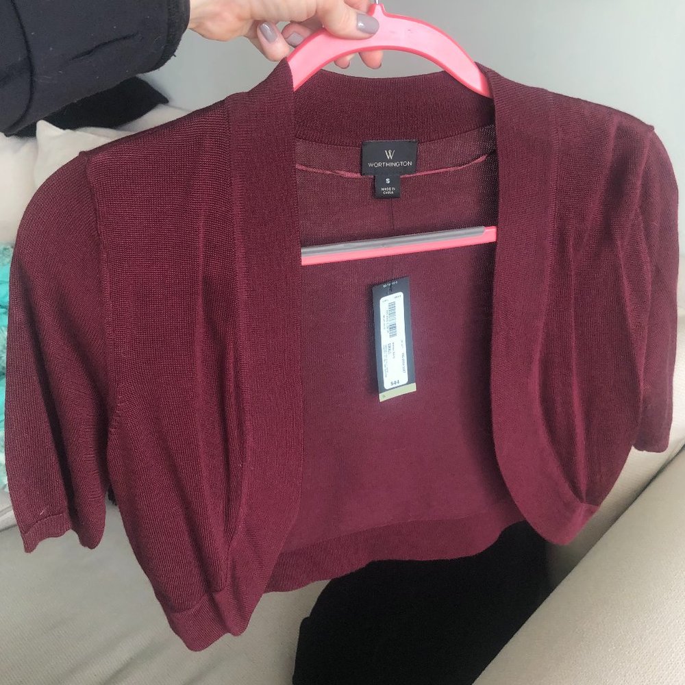 NWT - Worthington maroon bolero